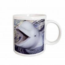 3dRose Kike Calvo Animals 11 oz. White Ceramic Beluga Whale, Delphinapterus leucas Coffee Mug