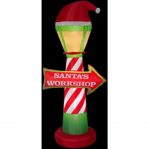Airblown 3.5 ft. W x 7 ft. H Inflatable Santa's Workshop Lamp Post and Sign
