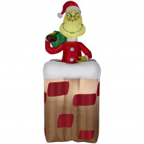 Airblown 6 ft. Pre-lit Inflatable Animated Grinch Popping Out of Chimney Airblown