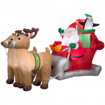 Airblown 5 ft. H x 8 ft. W Inflatable Santa with Sleigh and Reindeer Scene
