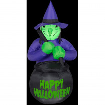 Airblown 3 ft. W x 4 ft. H Inflatable Witch with Caldron Happy Halloween