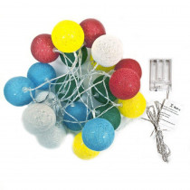 Aleko 7 ft. 20-Light LED Multi-Color Cotton Balls String Light