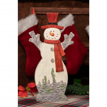 Alpine 17 in. Snowman with Red Hat and Scarf Decor