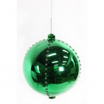 Alpine 7 in. Green Xmas Ball Ornament with 76-Chasing LED Lights