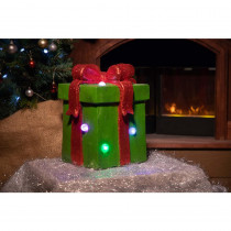 Alpine Green Giftbox Statue with Color Changing LED Lights-TM