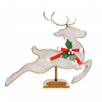 Alpine Corporation 11 in. Tall Christmas Reindeer Table Decor with White LED Light