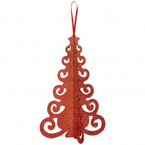 Amscan 10.25 in. x 6.5 in. Christmas Red Tree MDF Glitter Centerpiece (4-Pack)