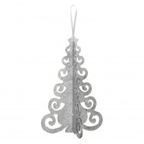 Amscan 10.25 in. x 6.5 in. Christmas Silver Tree MDF Glitter Centerpiece (4-Pack)