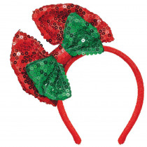 Amscan 8 in. x 6 in. Christmas Sequin Bow Headband (2-Pack)