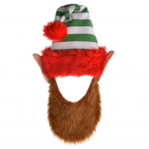 Amscan 24 in. x 12 in. Elf Christmas Hat with Beard (2-Pack)