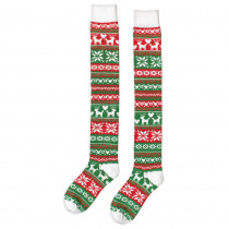 Amscan 24.5 in. Fair Isle Christmas Over the Knee Socks (2-Count 2-Pack)