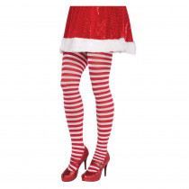 Amscan Adult Plus Striped Christmas Red and White Tights (2-Pack)