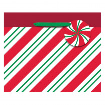 Amscan 4.5 in. x 5.5 in. x 2.75 in. Christmas Stripes Hot Stamped Paper Small Horizontal Bag (24-Pack)