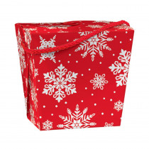 Amscan 4.25 in. x 4.5 in. x 3.5 in. Red and White Christmas Snowflake Paper Quart Pail (10-Pack)