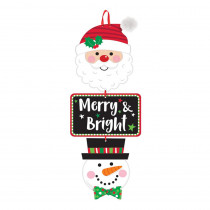 Amscan 20 in. x 7.75 in. Christmas Merry and Bright MDF Stacked Sign (3-Pack)