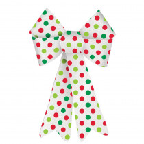 Amscan 13.75 in. x 10 in. Christmas Green and Red Polka Dot Plastic Glitter Bow (4-Pack)