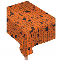 Amscan 84 in. x 0.1 in. x 60 in. Fabric Halloween Wicked Words Table Cover