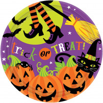 Amscan 7 in. x 7 in. Witch's Crew Round Paper Plates (18-Count, 3-Pack)