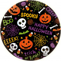 Amscan 7 in. x 7 in. Spooktacular Round Paper Plate (60-Count)