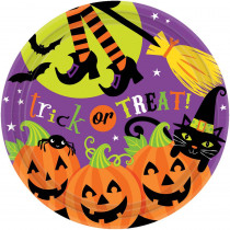 Amscan 9 in. x 9 in. Witch's Crew Round Paper Plates (18-Count, 3-Pack)