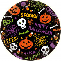 Amscan 9 in. x 9 in. Spooktacular Round Paper Plate (60-Count)