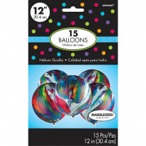 Amscan 12 in. Multicolored Marble Latex Balloons (15-Count, 6-Pack)