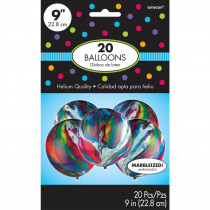 Amscan 9 in. Multicolored Marble Latex Balloons (20-Count, 6-Pack)