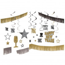 Amscan New Year's Black, Silver, and Gold Giant Room Decorating Kit (28-Count)