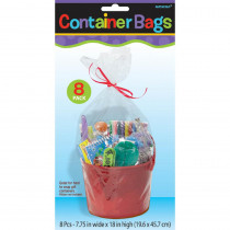 Amscan 7.75 in. x 18 in. Clear Plastic Container Bags (8-Count, 6-Pack)
