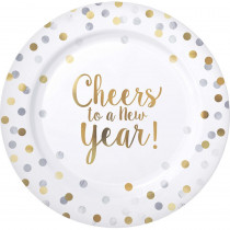 Amscan New Year's 10.25 in. Round Premium Plastic Plates (10-Count)