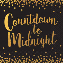 Amscan New Year's 6.5 in. x 6.5 in. Black Countdown to Midnight Hot stamped Lunch Napkin (16-Count, 3-Pack)
