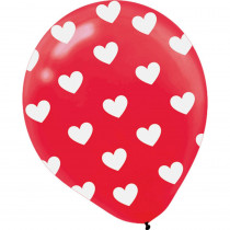 Amscan 12 in. Valentine's Day Red Latex Heart All-Over Printed Balloons (6-Count, 5-Pack)