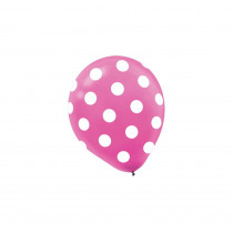 Amscan 12 in. Bright Pink Polka Dots Latex Balloons (6-Count, 9-Pack)