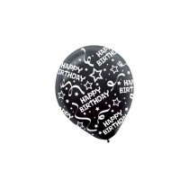 Amscan 12 in. Black Birthday Confetti Latex Balloons (6-Count, 9-Pack)