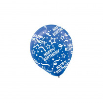 Amscan 12 in. Bright Royal Blue Birthday Confetti Latex Balloons (9-Pack)