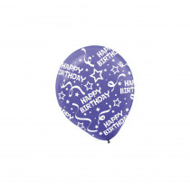 Amscan 12 in. New Purple Birthday Confetti Latex Balloons (6-Count, 9-Pack)