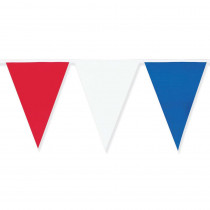Amscan 18 in. x 120 ft. Red, White and Blue Pennant Flag Banner