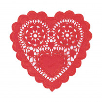 Amscan 6 in. Valentine's Day Red Paper Heart Shaped Doilies (20-Count, 8-Pack)