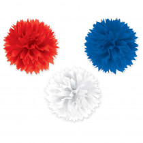 Amscan 16 in. Red, White and Blue Fluffy Decorations (3-Count, 2-Pack)