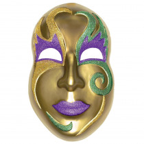 Amscan 21 in. Mardi Gras Gold Plastic Mask 3D Decoration (2-Pack)