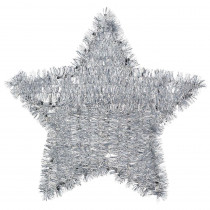 Amscan 11.5 in. x 12 in. Silver Tinsel Star Decoration (6-Pack)