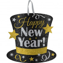 Amscan New Year's 11.5 in. Black, Silver and Gold Medium Glitter Sign (6-pack)
