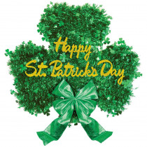Amscan 16 in. x 18 in. St. Patrick's Day Tinsel Shamrock Deluxe Decoration (2-Pack)