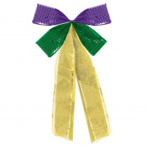 Amscan 18 in. Mardi Gras Green, Purple and Gold Flocked Bow (3-Pack)