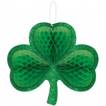 Amscan 12.5 in. x 13.5 in. St. Patrick's Day Green Shamrock Honeycomb Decoration (3-Pack)