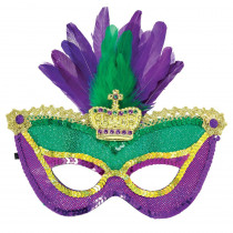 Amscan Green, Purple and Gold Sequin Feather Mardi Gras Mask (2-Pack)
