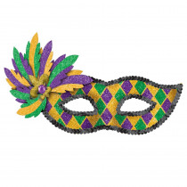 Amscan Green, Purple and Gold Glitter Harlequin Mardi Gras Masquerade Mask (2-Pack)