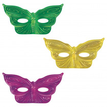 Amscan Green, Purple and Gold Foil Butterfly Mardi Gras Masks Assortment (36-Pack)