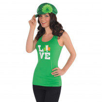 Amscan Green Poly Cotton Blend "Love" St. Patrick's Day Adult Tank Top