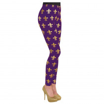 Amscan Purple and Gold Polyester, Spandex Fleur de Lis Mardi Gras Adult Tights